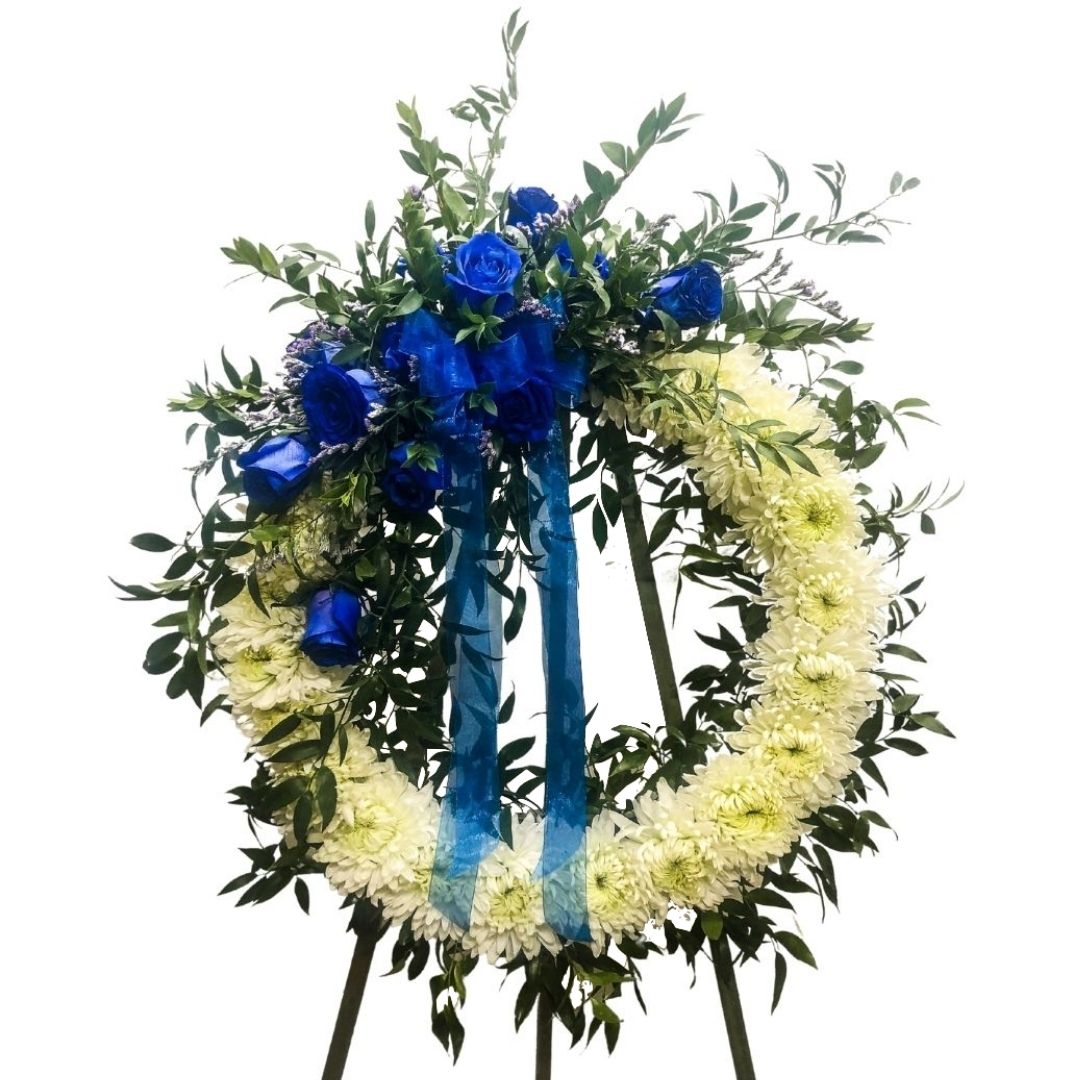 Blue and White Wreath